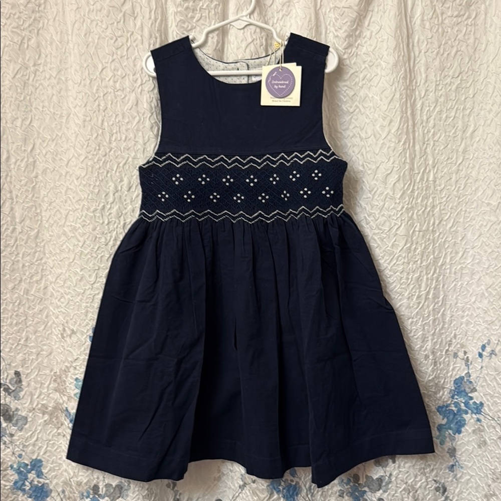 Rachel Riley navy hand embroidered jumper size 8